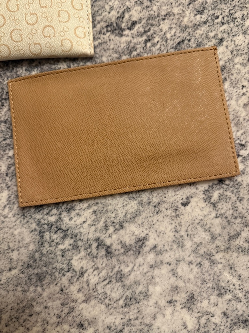 GUESS Cream Logo Wristlet Clutch with Tan Accent NWOT - Picture 5 of 6